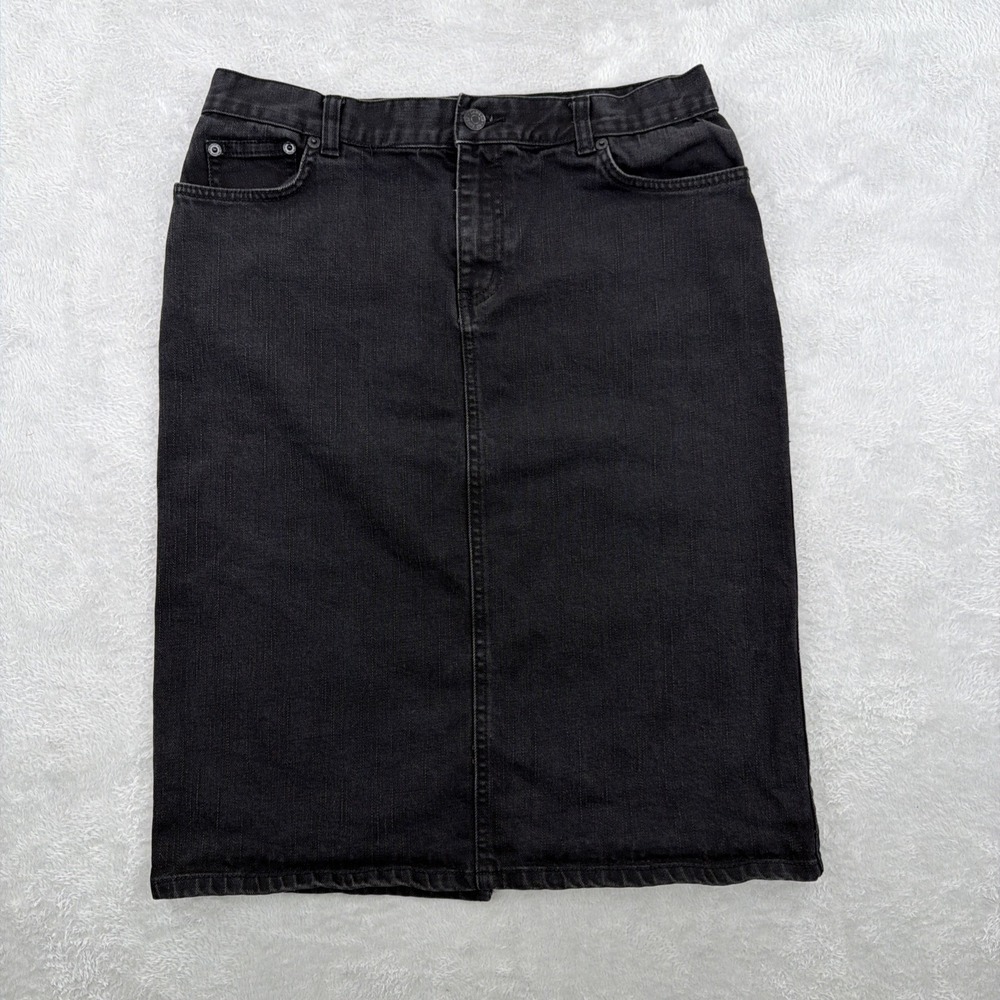 Dark Denim Lauren Ralph Lauren Denim Skirt with Short Back Slit Size 6 Black